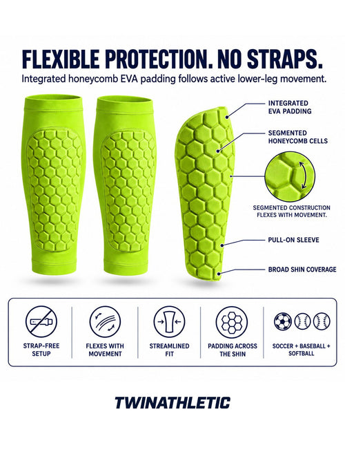 Honeycomb Padded Soccer Shin Sleeves with EVA Protection