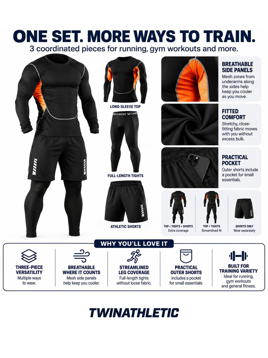 Men's 3-Piece Running & Training Set