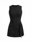 Women's Tennis Dress with Built-In Shorts and Wrap Tie Skirt