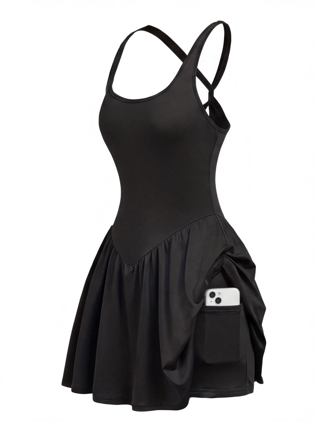 Cross-Back Sports Dress with Side Pocket