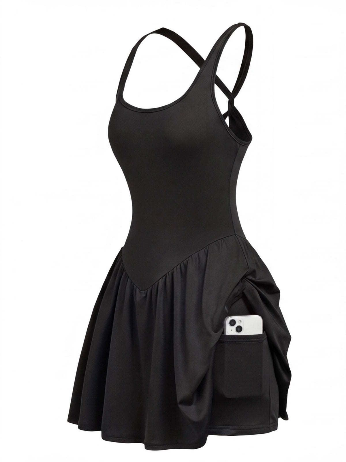 Cross-Back Sports Dress with Side Pocket