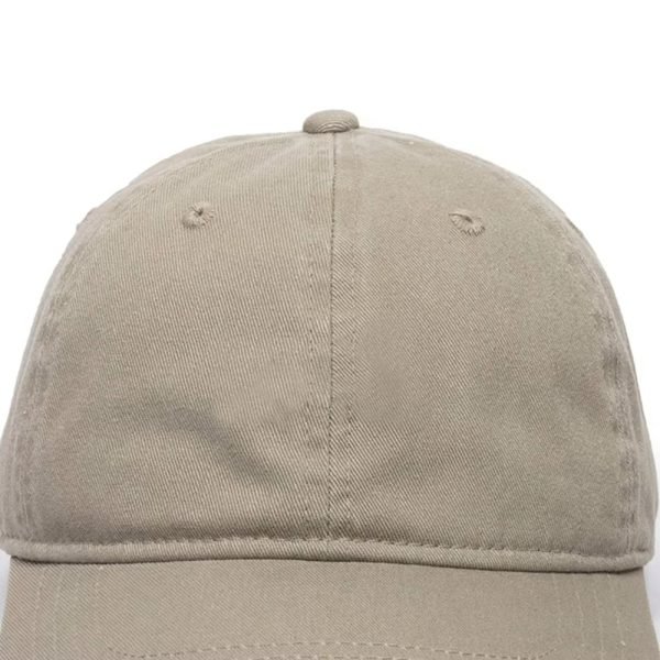 Men's Khaki Vintage Washed Baseball Cap - Low Profile Cotton Dad Hat with Adjustable Buckle (3)