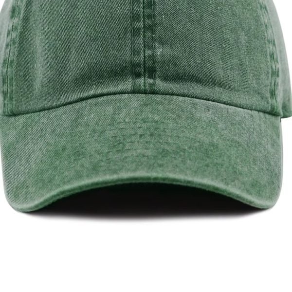 Men's Vintage Washed Green Baseball Cap - Low Profile Cotton Dad Hat with Adjustable Strap (2)