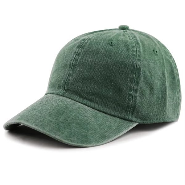 Men's Vintage Washed Green Baseball Cap - Low Profile Cotton Dad Hat with Adjustable Strap (3)