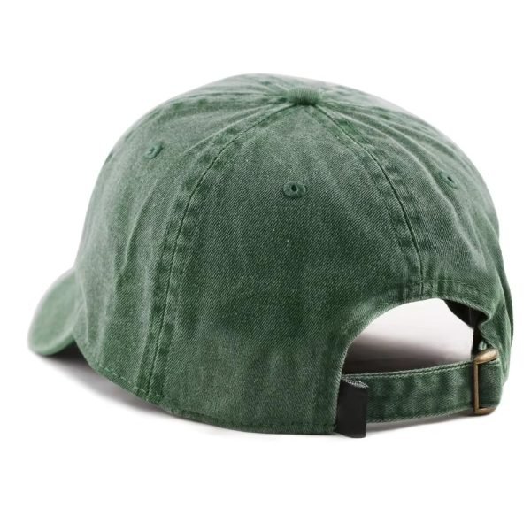 Men's Vintage Washed Green Baseball Cap - Low Profile Cotton Dad Hat with Adjustable Strap (4)